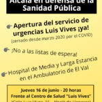 Cartel para la concentración por la apertura del SUAP de Luis Vives