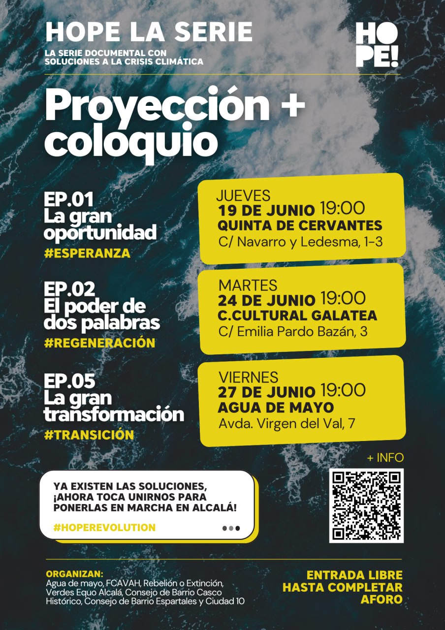 Cartel de la proyección y coloquio posterior de la serie sobre cambio climático Hope!
